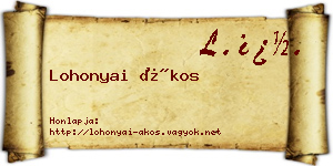 Lohonyai Ákos névjegykártya